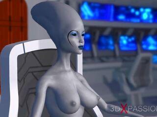 Sci-fi Female Alien Plays with Black mistress in Space.