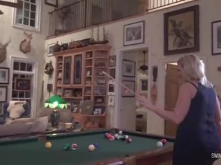Amateur Wives Mandy and Nikki Masturbating and Licking on the Pool Table