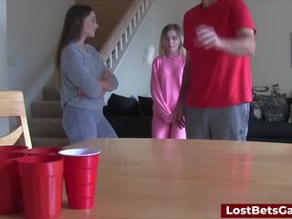A voluptuous Game of Strip Pong Turns Hardcore Fast: Blowjob sex video feat. Aften Opal by Lost Bets Games