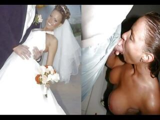 Brides nunta rochie înainte în timpul după compilatie încornorat facial jet de sperma