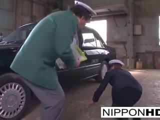 Enticing Japanese Driver Gives Her Boss a Blowjob