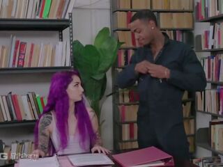 Inked Purple Hair Punk Tricks Janitor Into x rated video sex film clips