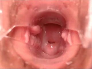Ohmibod kremasto prihajanje spekulum globoko znotraj cervix: hd odrasli posnetek ba